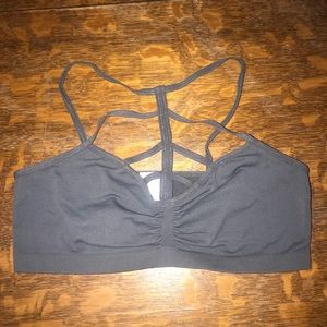 Gray bralette with front strap detail